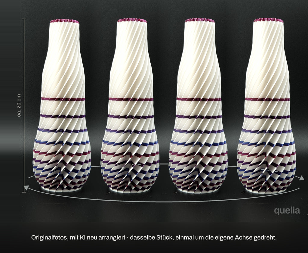 quelia Spiral 20 cm, Elfenbein & Regenbogen Silk, Exemplar A, Drehbild