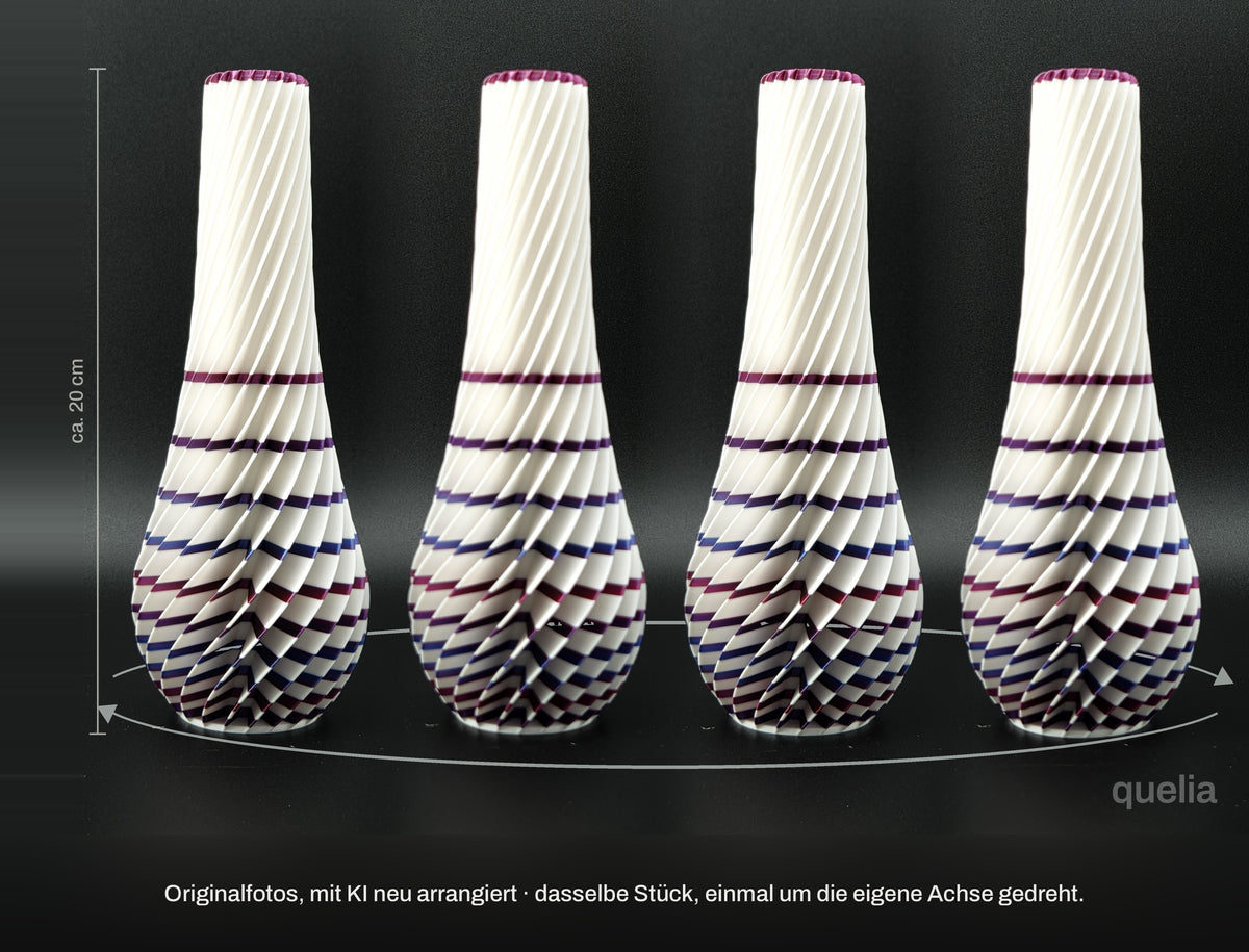 quelia Spiral 20 cm, Elfenbein & Regenbogen Silk, Exemplar C, Drehbild