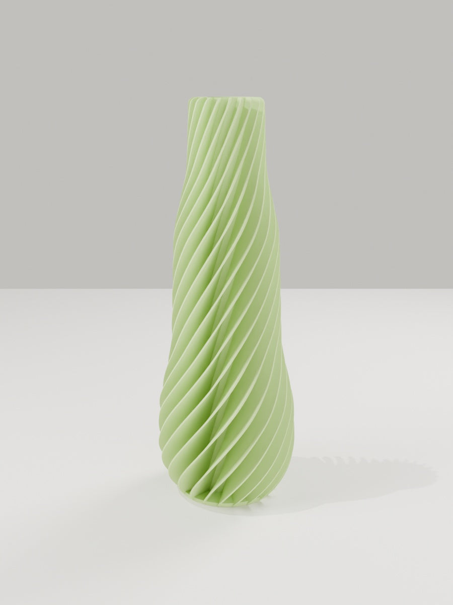 Spiral Vase No. 01 in Apfelgrün – quelia Dekovase aus dem 3D-Druck
