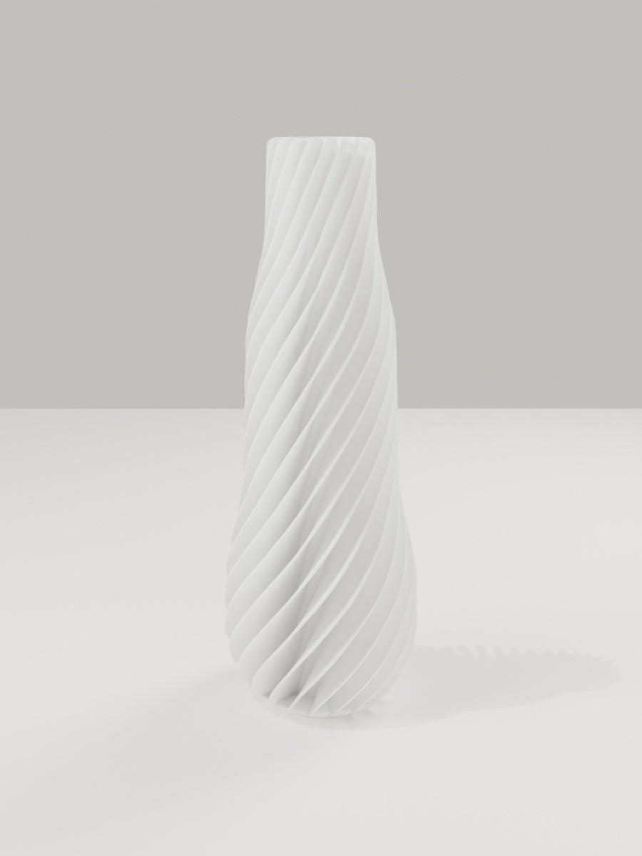 Spiral Vase No. 01 in Elfenbeinweiß – quelia Dekovase aus dem 3D-Druck