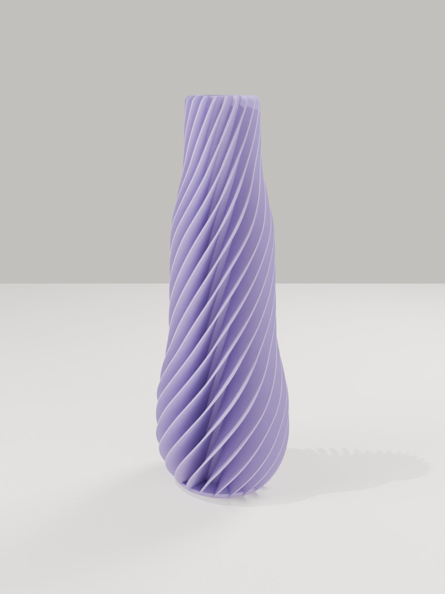 Spiral Vase No. 01 in Flieder-Violett – quelia Dekovase aus dem 3D-Druck