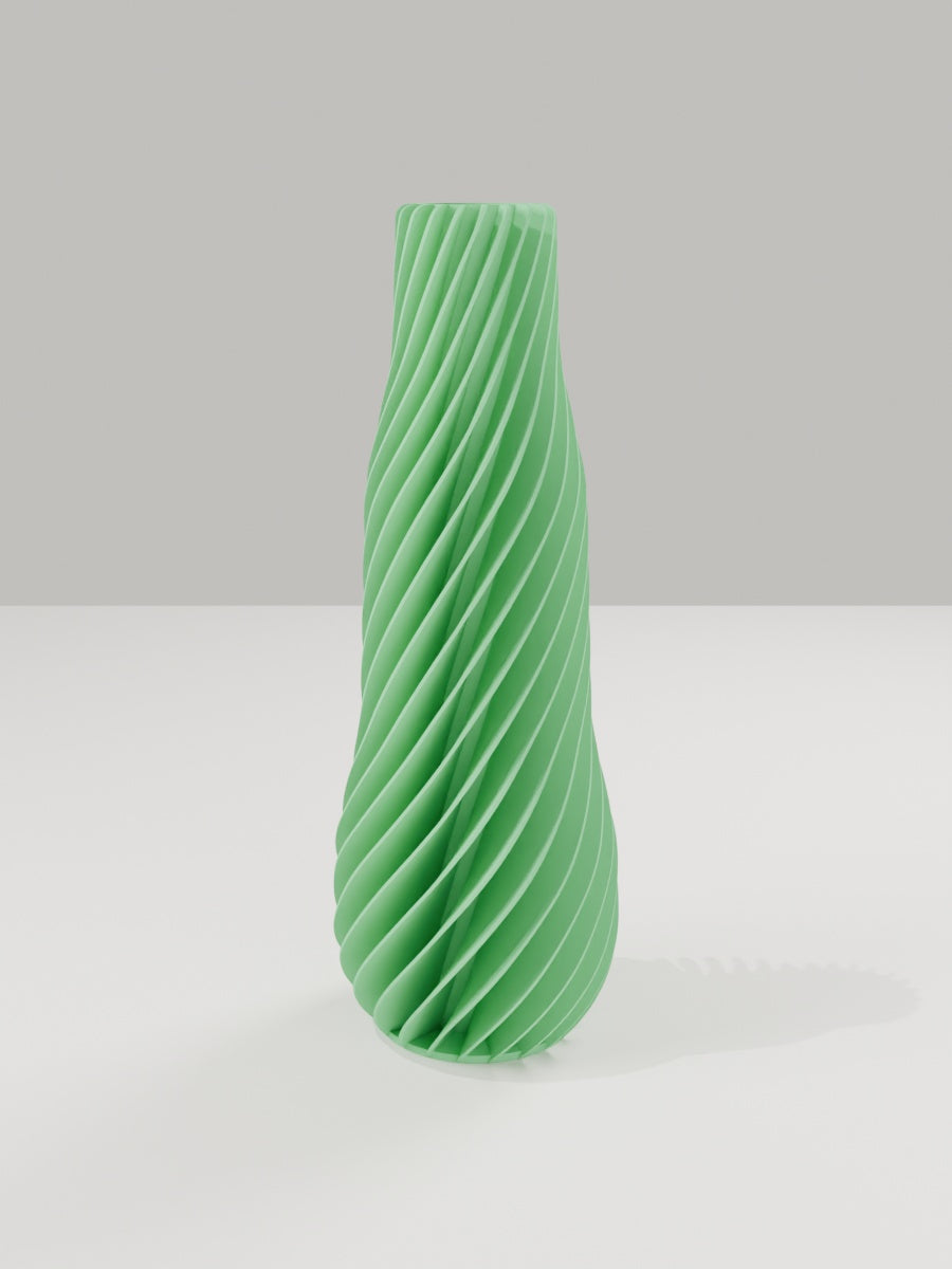 Spiral Vase No. 01 in Grasgrün – quelia Dekovase aus dem 3D-Druck