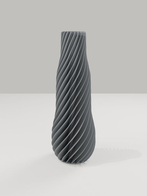 Spiral Vase No. 01 in Grau – quelia Dekovase aus dem 3D-Druck