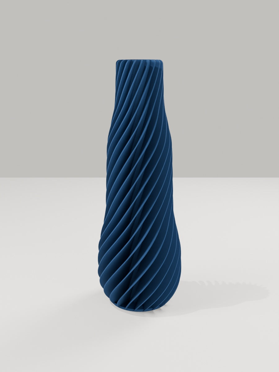 Spiral Vase No. 01 in Marineblau – quelia Dekovase aus dem 3D-Druck