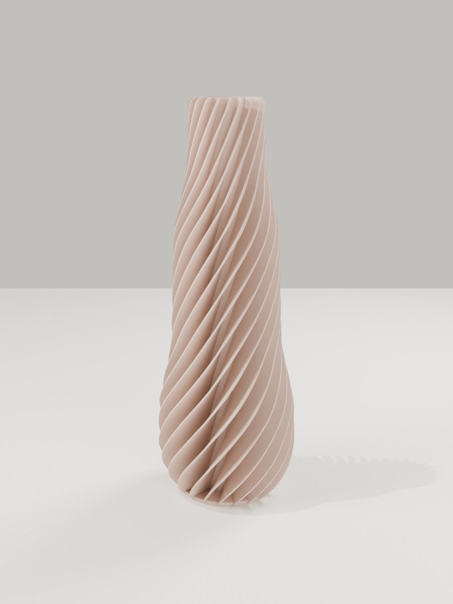 Spiral Vase No. 01 in Milchkaffee-Braun – quelia Dekovase aus dem 3D-Druck