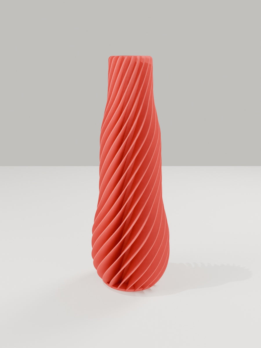 Spiral Vase No. 01 in Scharlachrot – quelia Dekovase aus dem 3D-Druck