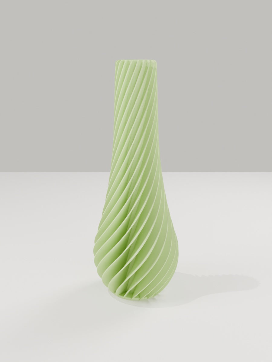 Spiral Vase No. 02 in Apfelgrün – quelia Dekovase aus dem 3D-Druck