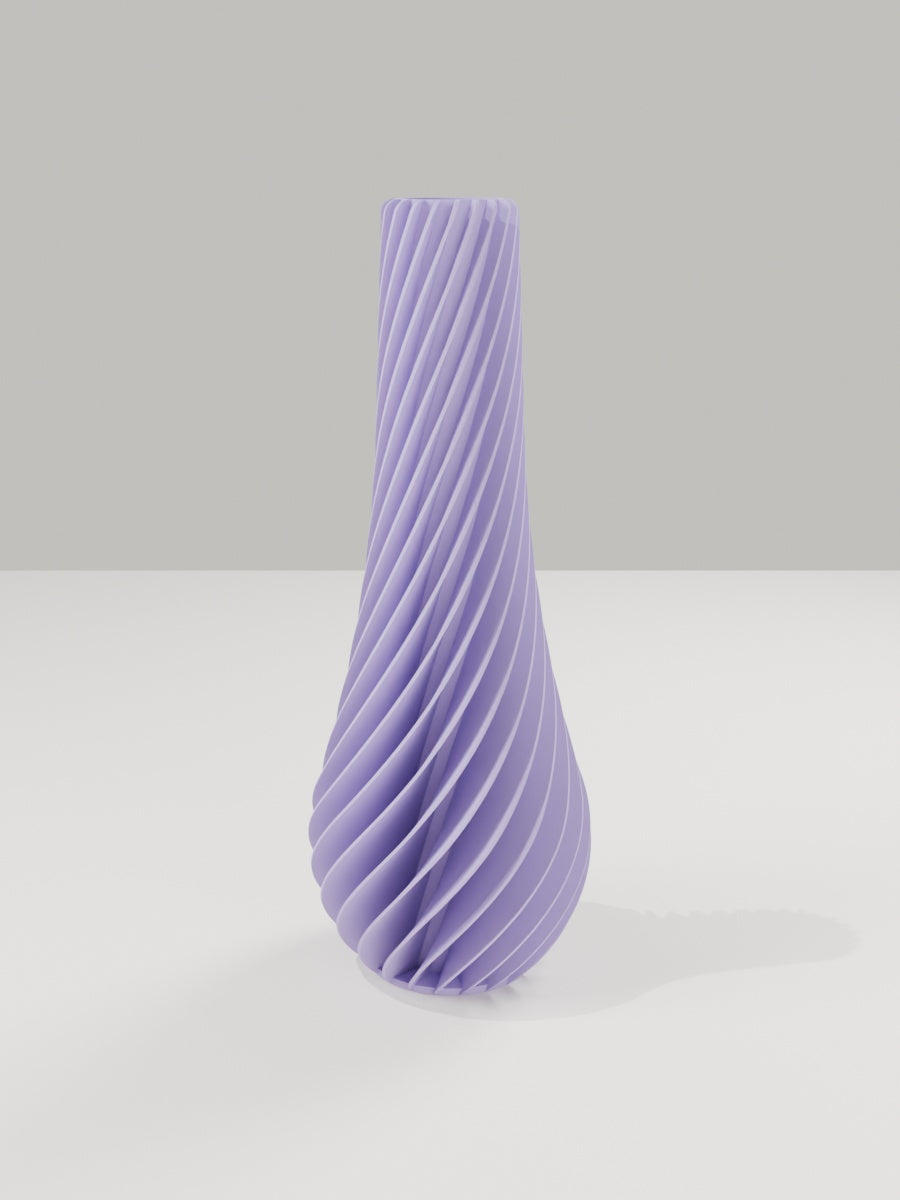 Spiral Vase No. 02 in Flieder-Violett – quelia Dekovase aus dem 3D-Druck