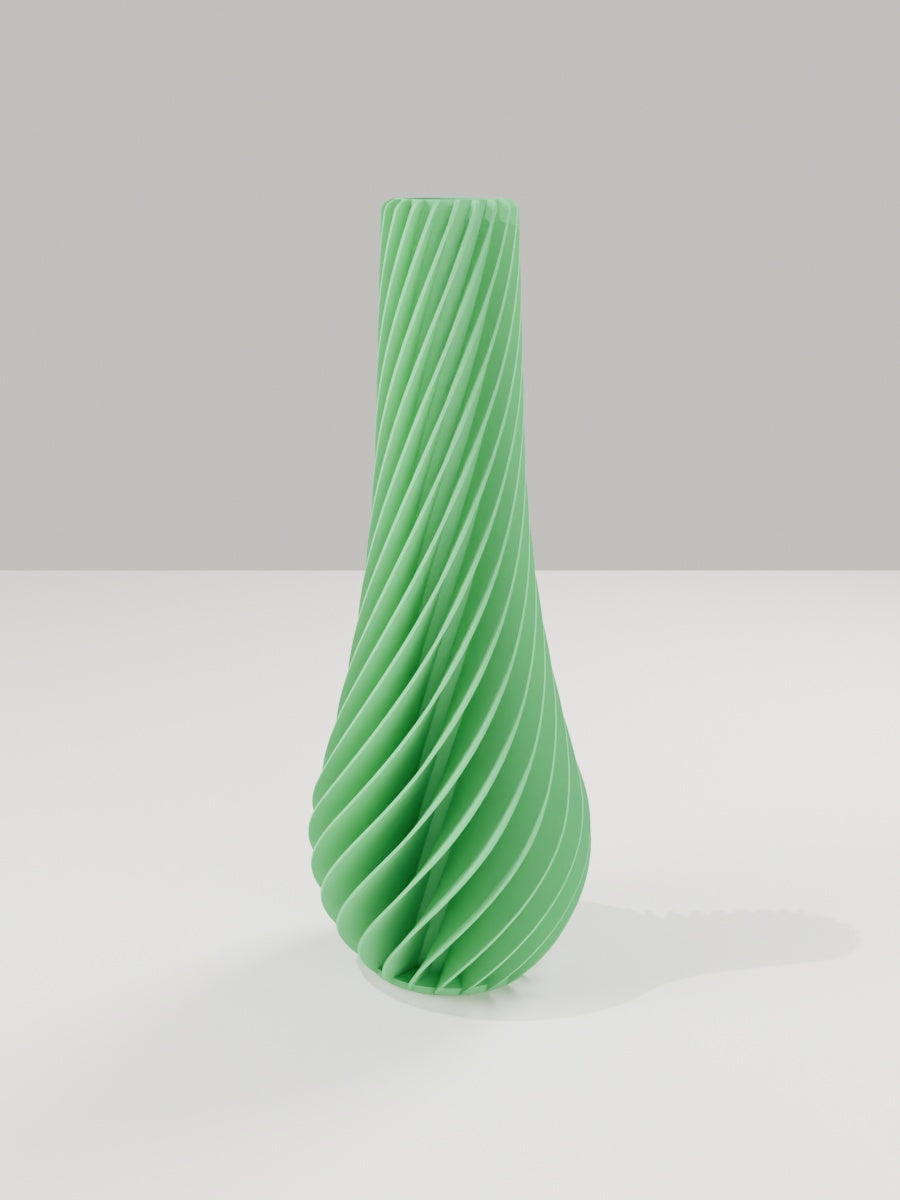 Spiral Vase No. 02 in Grasgrün – quelia Dekovase aus dem 3D-Druck