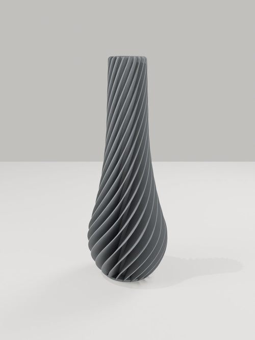 Spiral Vase No. 02 in Grau – quelia Dekovase aus dem 3D-Druck