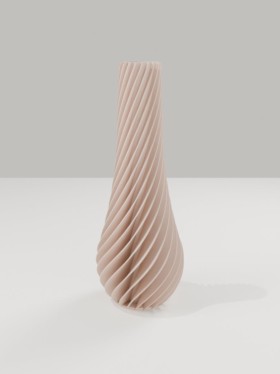 Spiral Vase No. 02 in Milchkaffee-Braun – quelia Dekovase aus dem 3D-Druck
