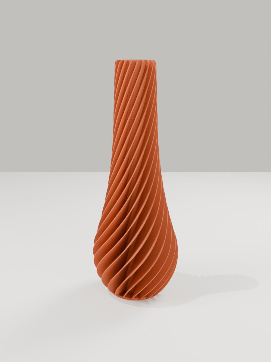 Spiral Vase No. 02 in Terrakotta – quelia Dekovase aus dem 3D-Druck