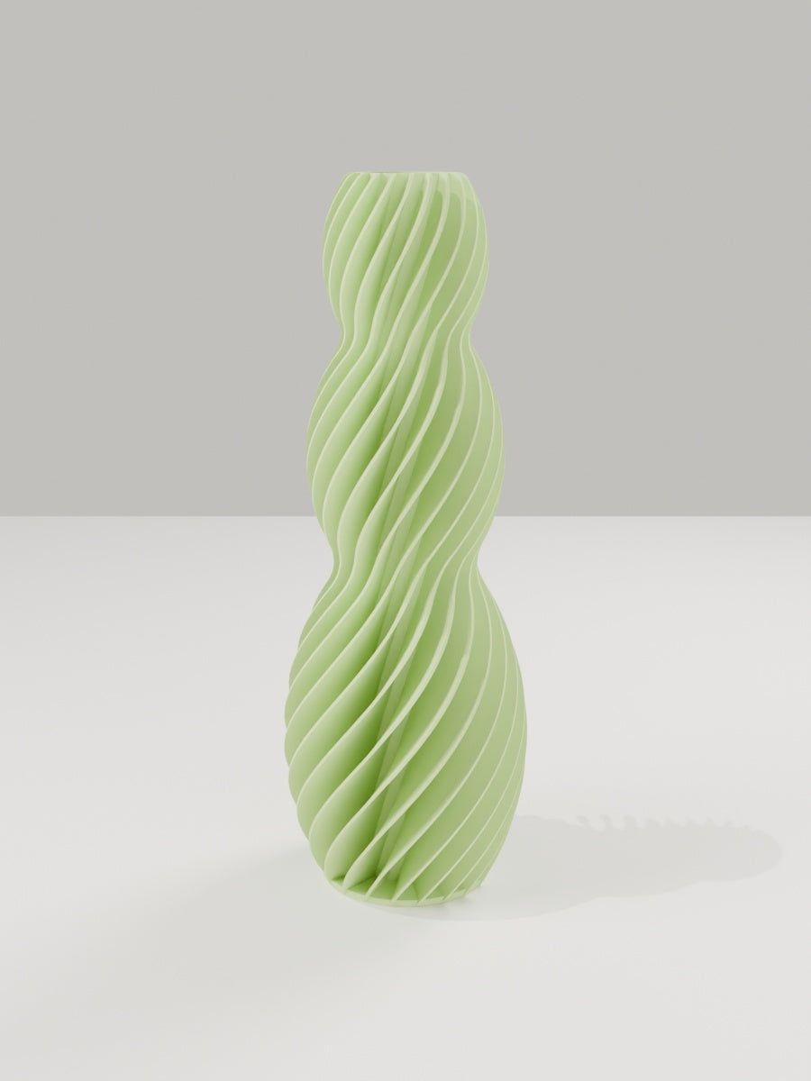 Spiral Vase No. 03 in Apfelgrün – quelia Dekovase aus dem 3D-Druck