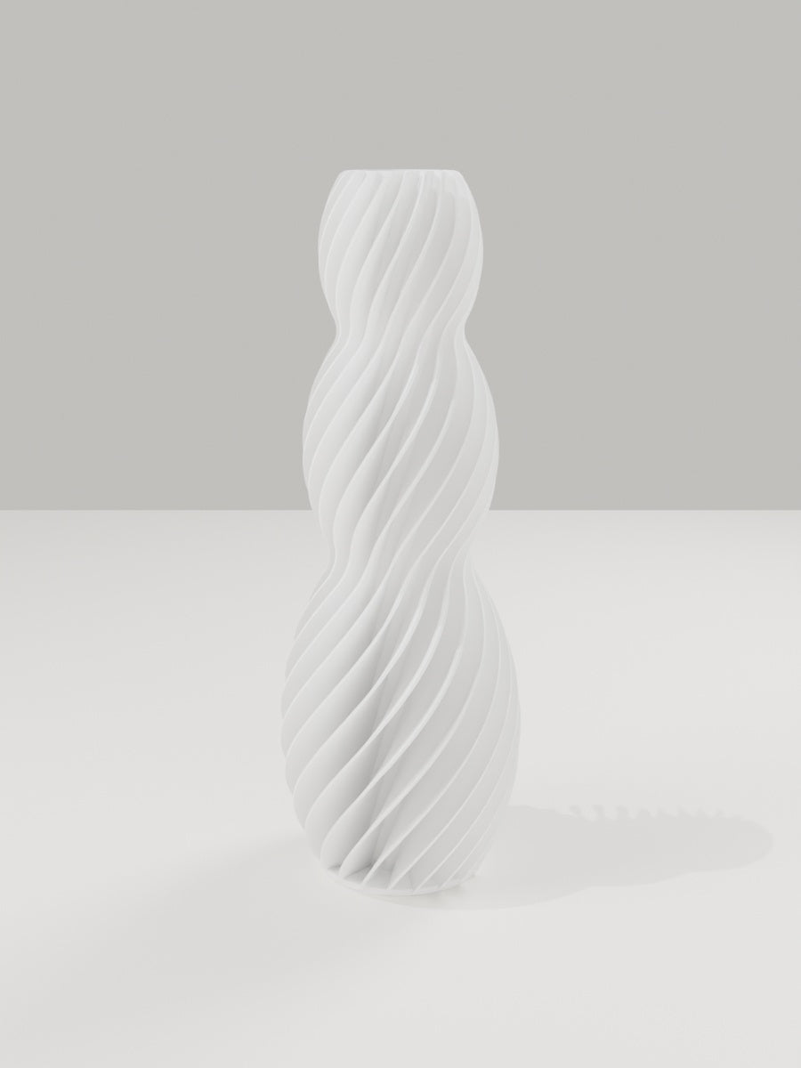 Spiral Vase No. 03 in Elfenbeinweiß – quelia Dekovase aus dem 3D-Druck