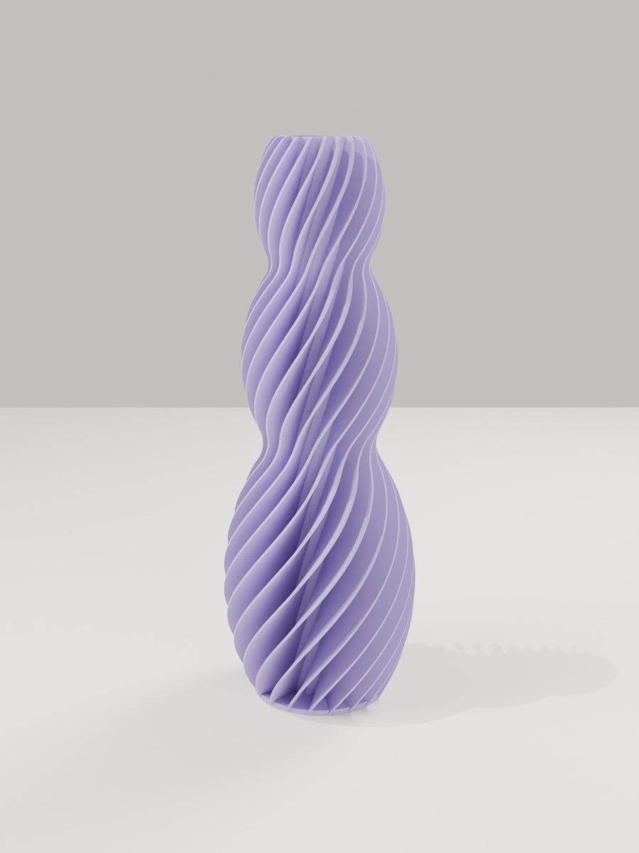 Spiral Vase No. 03 in Flieder-Violett – quelia Dekovase aus dem 3D-Druck