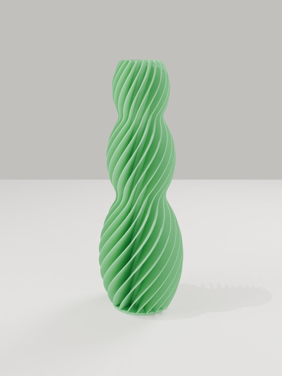 Spiral Vase No. 03 in Grasgrün – quelia Dekovase aus dem 3D-Druck
