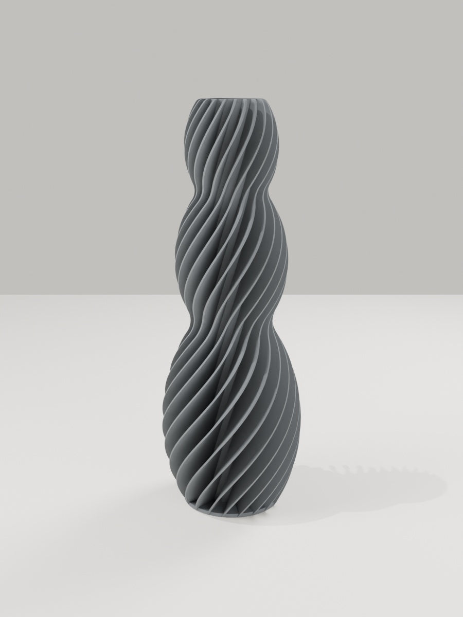 Spiral Vase No. 03 in Grau – quelia Dekovase aus dem 3D-Druck