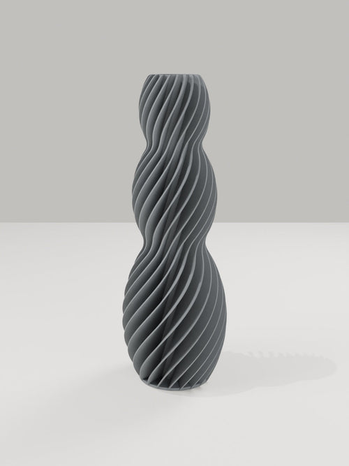 Spiral Vase No. 03 in Grau – quelia Dekovase aus dem 3D-Druck