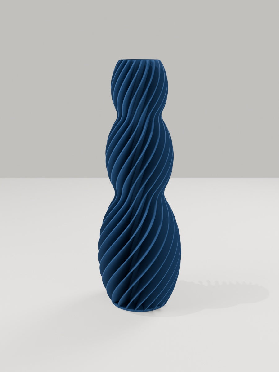 Spiral Vase No. 03 in Marineblau – quelia Dekovase aus dem 3D-Druck