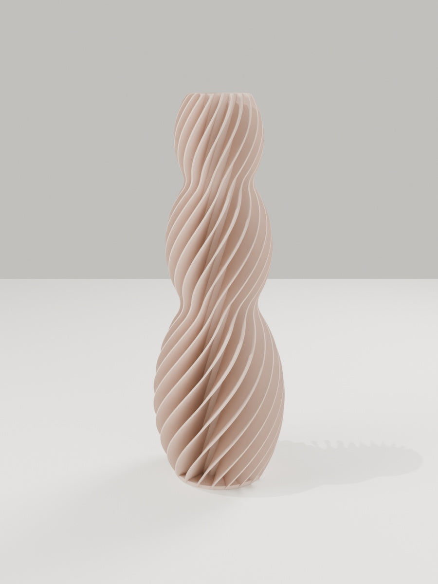 Spiral Vase No. 03 in Milchkaffee-Braun – quelia Dekovase aus dem 3D-Druck