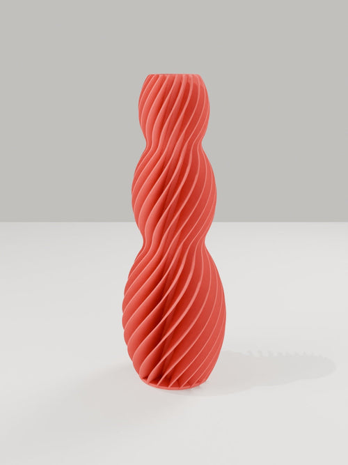 Spiral Vase No. 03 in Scharlachrot – quelia Dekovase aus dem 3D-Druck