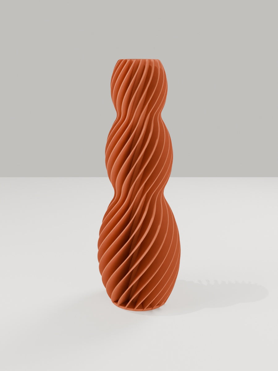 Spiral Vase No. 03 in Terrakotta – quelia Dekovase aus dem 3D-Druck