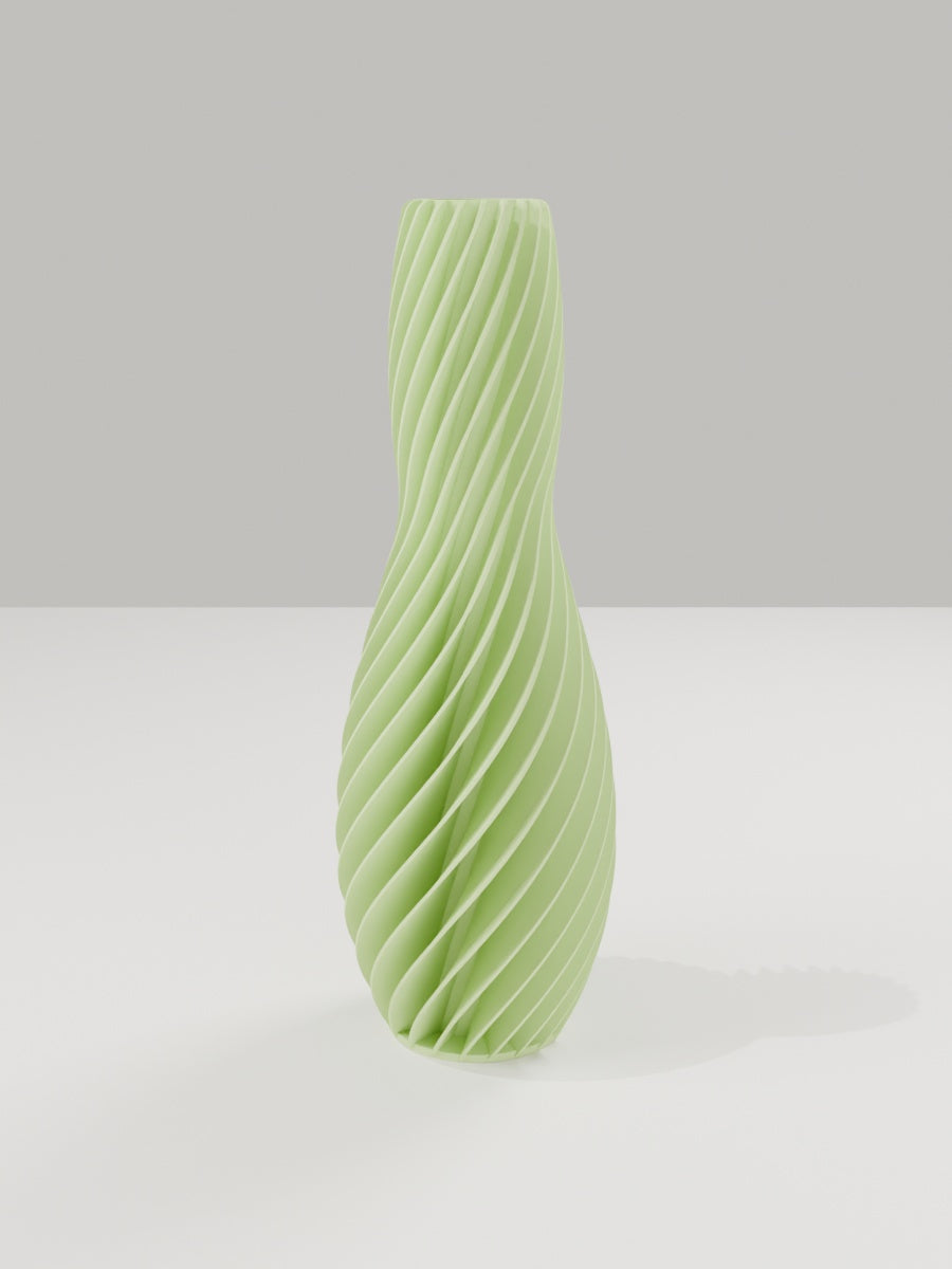 Spiral Vase No. 04 in Apfelgrün – quelia Dekovase aus dem 3D-Druck