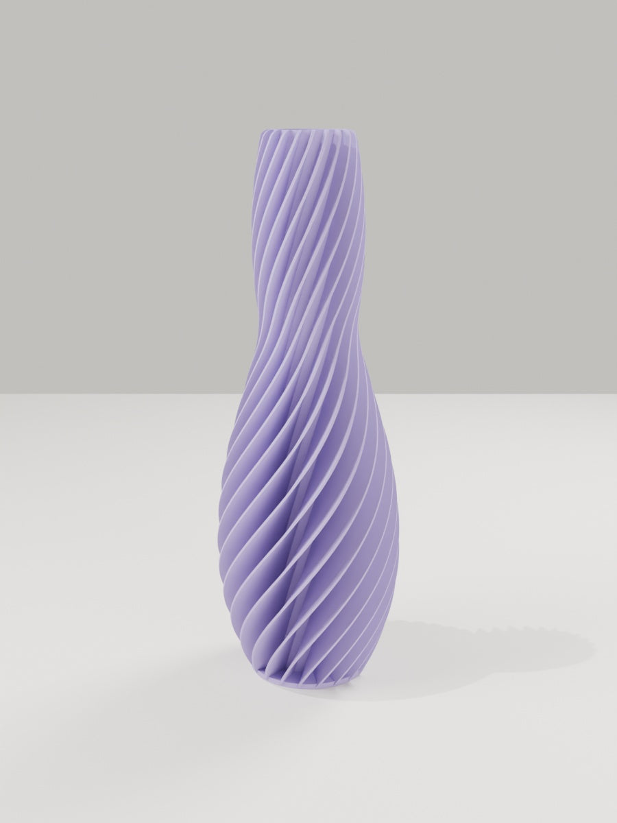 Spiral Vase No. 04 in Flieder-Violett – quelia Dekovase aus dem 3D-Druck