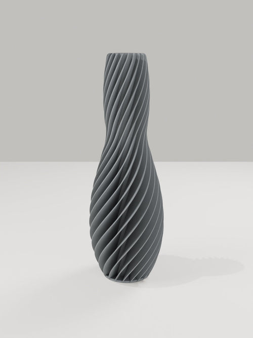 Spiral Vase No. 04 in Grau – quelia Dekovase aus dem 3D-Druck