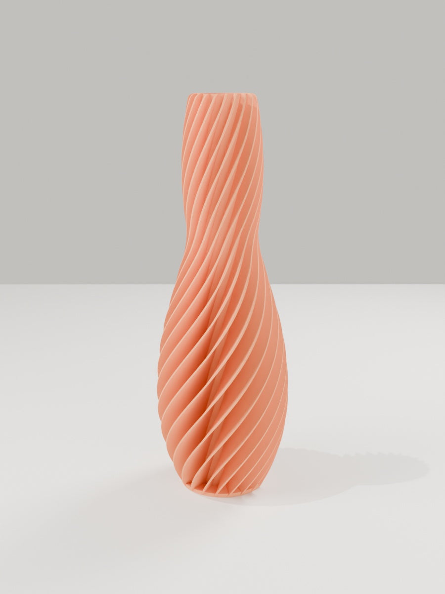 Spiral Vase No. 04 in Mandarine-Orange – quelia Dekovase aus dem 3D-Druck