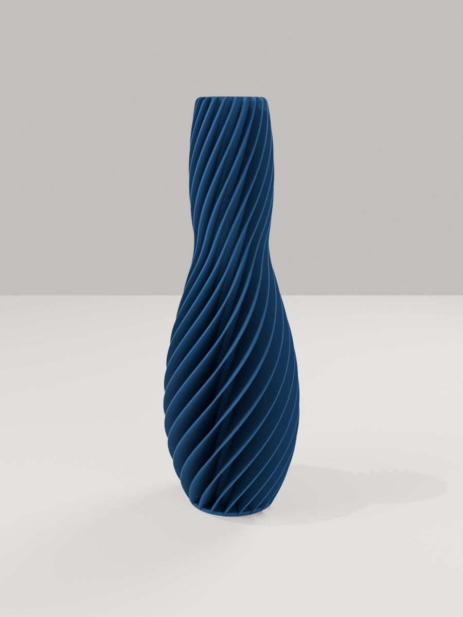 Spiral Vase No. 04 in Marineblau – quelia Dekovase aus dem 3D-Druck