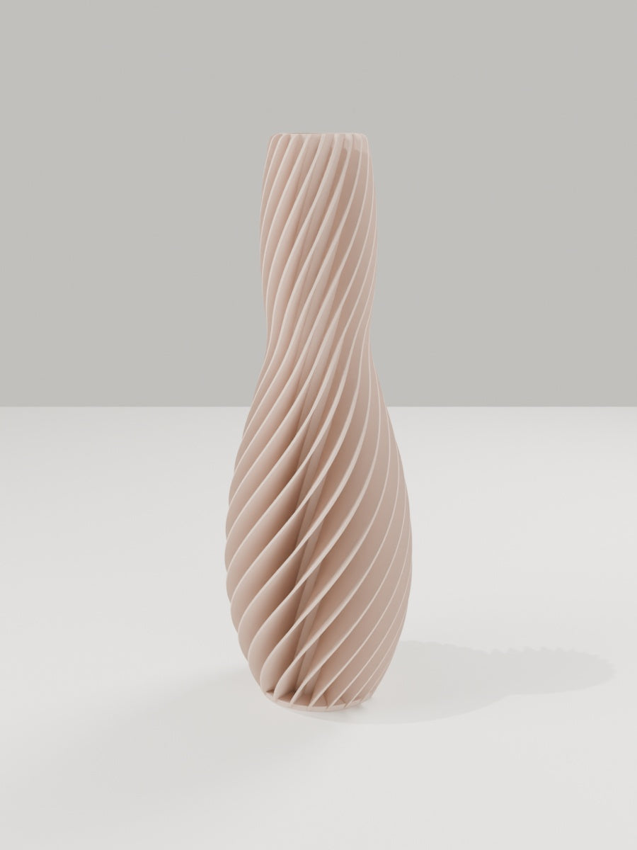 Spiral Vase No. 04 in Milchkaffee-Braun – quelia Dekovase aus dem 3D-Druck