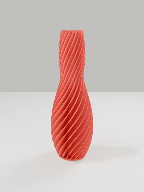 Spiral Vase No. 04 in Scharlachrot – quelia Dekovase aus dem 3D-Druck