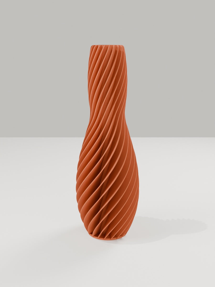 Spiral Vase No. 04 in Terrakotta – quelia Dekovase aus dem 3D-Druck