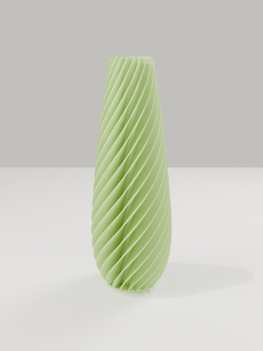 Spiral Vase No. 05 in Apfelgrün – quelia Dekovase aus dem 3D-Druck