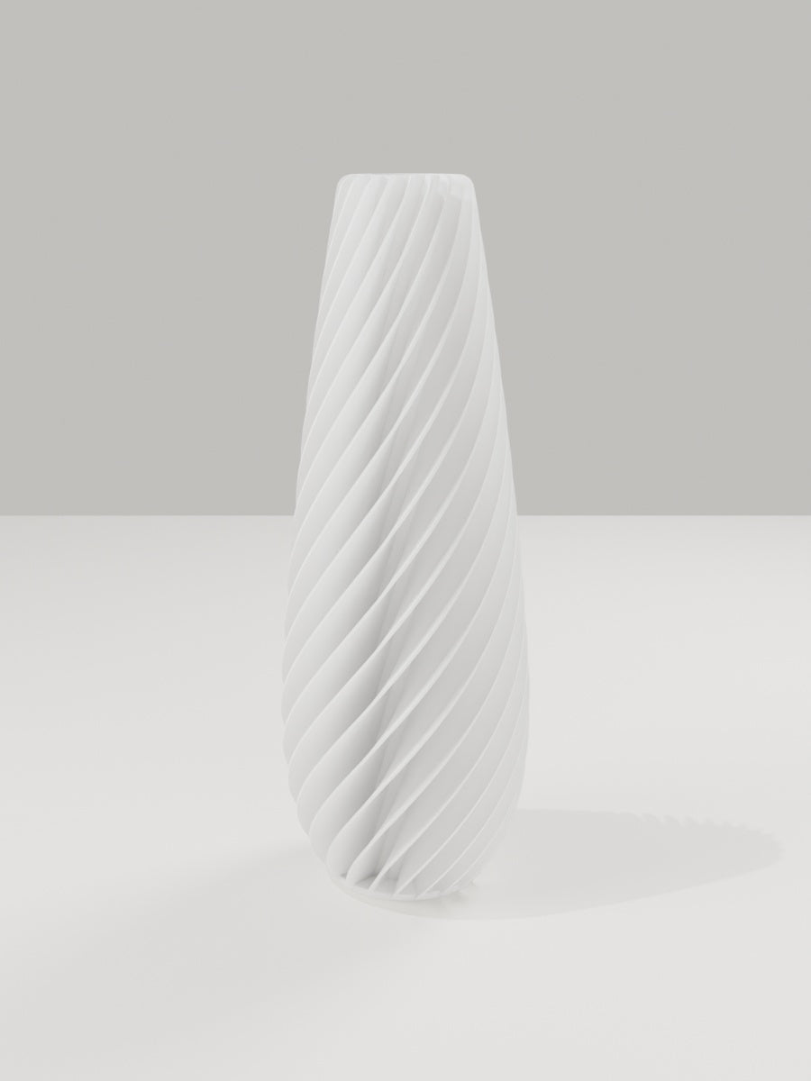 Spiral Vase No. 05 in Elfenbeinweiß – quelia Dekovase aus dem 3D-Druck