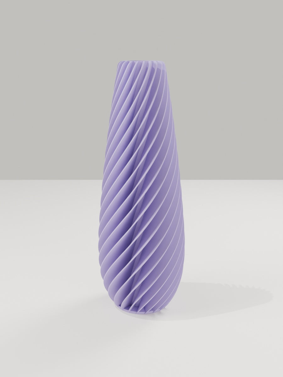 Spiral Vase No. 05 in Flieder-Violett – quelia Dekovase aus dem 3D-Druck