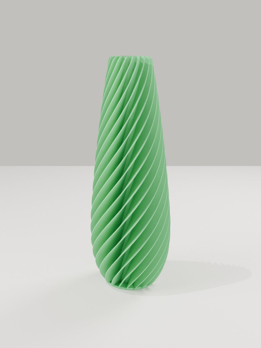 Spiral Vase No. 05 in Grasgrün – quelia Dekovase aus dem 3D-Druck