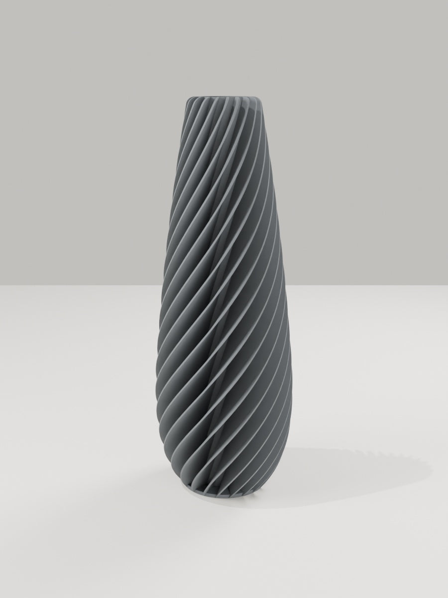 Spiral Vase No. 05 in Grau – quelia Dekovase aus dem 3D-Druck