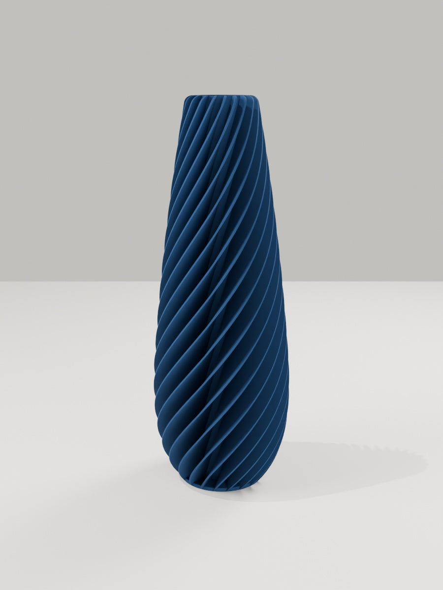 Spiral Vase No. 05 in Marineblau – quelia Dekovase aus dem 3D-Druck