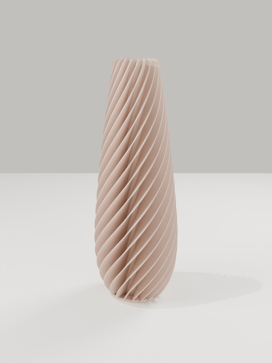 Spiral Vase No. 05 in Milchkaffee-Braun – quelia Dekovase aus dem 3D-Druck