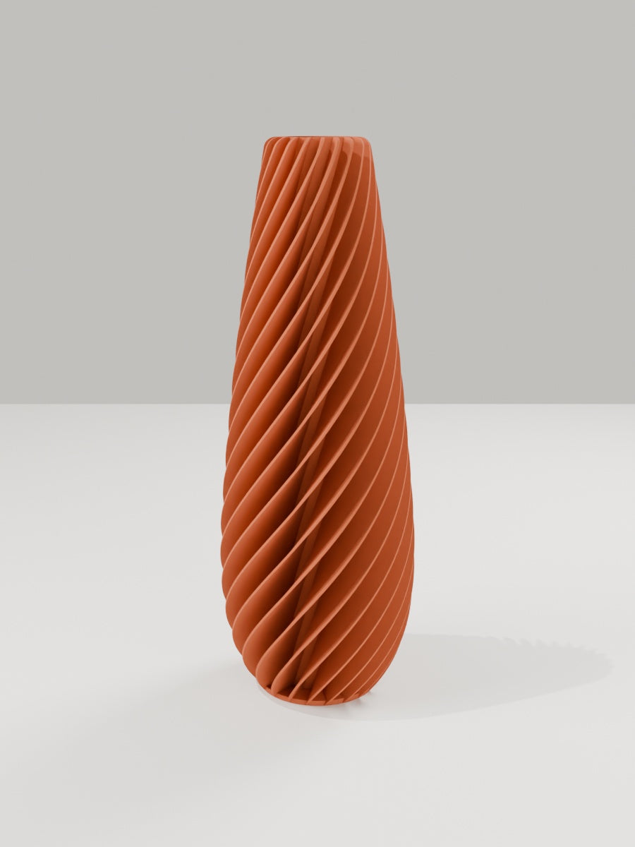 Spiral Vase No. 05 in Terrakotta – quelia Dekovase aus dem 3D-Druck
