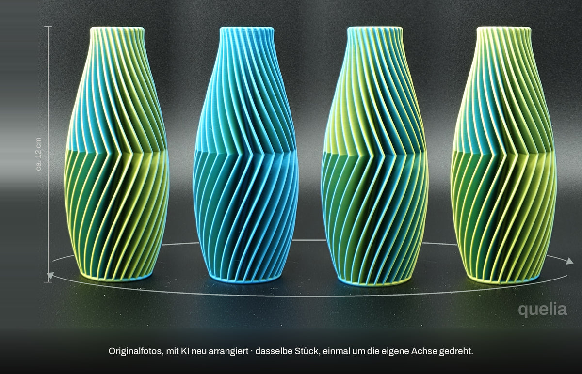 quelia TALORA Knospe 12 cm, Cyan-Gelb, Drehbild