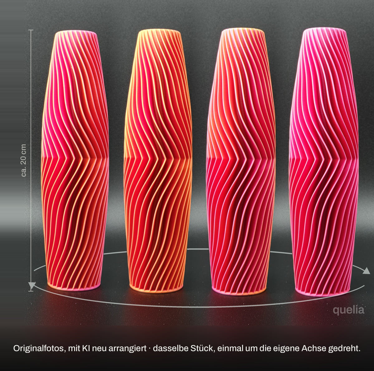 quelia TALORA Spindel Flow 20 cm, Orange-Pink, Drehbild