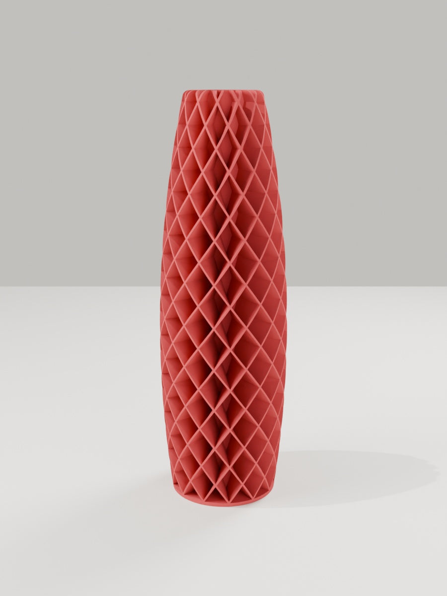 Tower Vase No. 01 in Dunkelrot – quelia Dekovase aus dem 3D-Druck