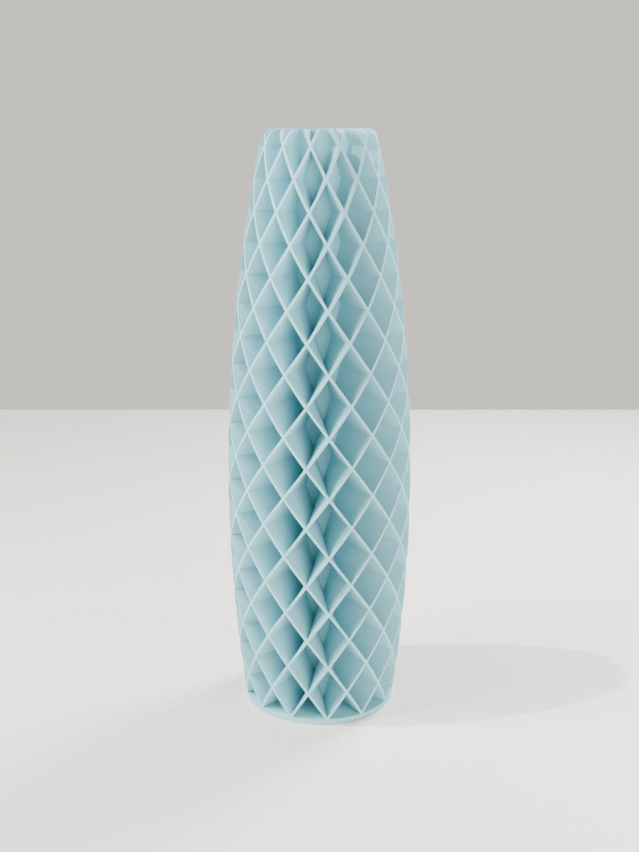 Tower Vase No. 01 in Eisblau – quelia Dekovase aus dem 3D-Druck