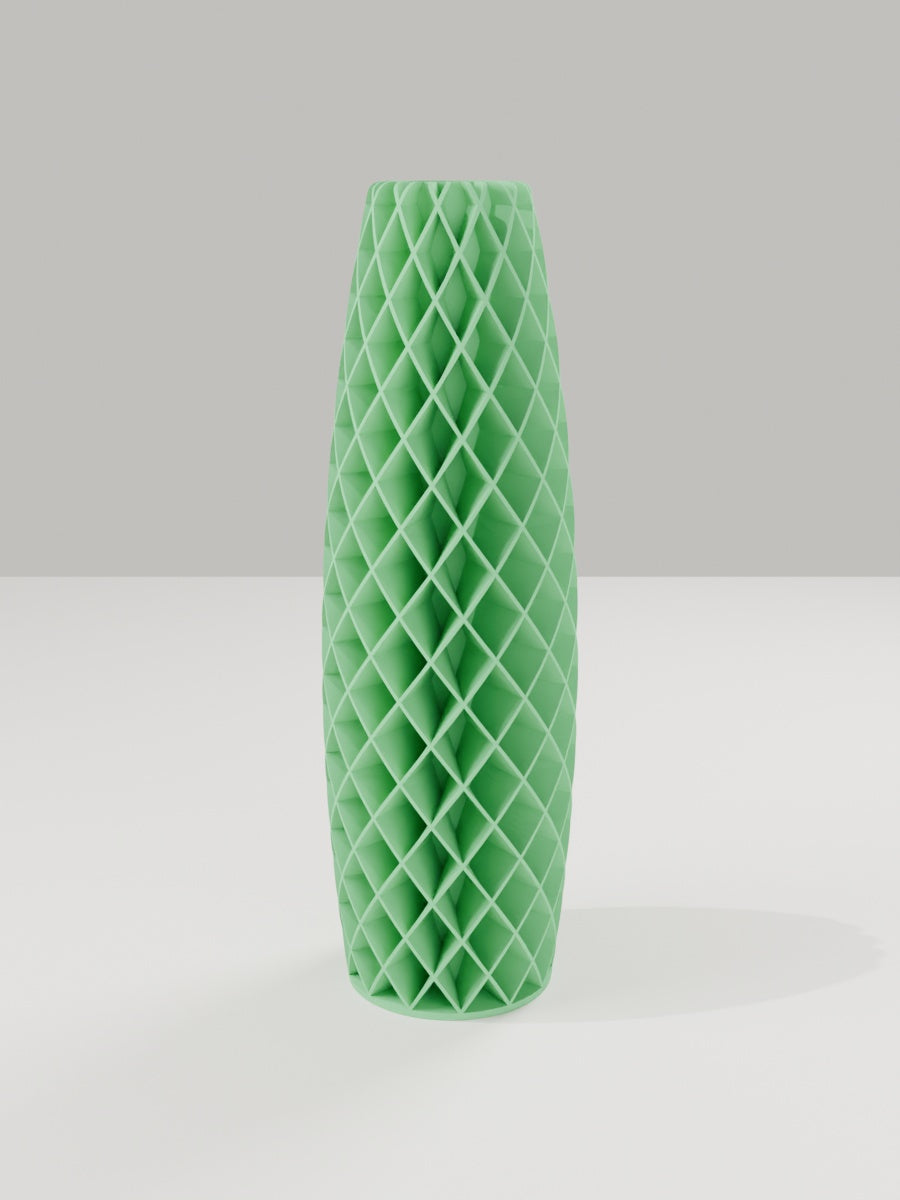 Tower Vase No. 01 in Grasgrün – quelia Dekovase aus dem 3D-Druck