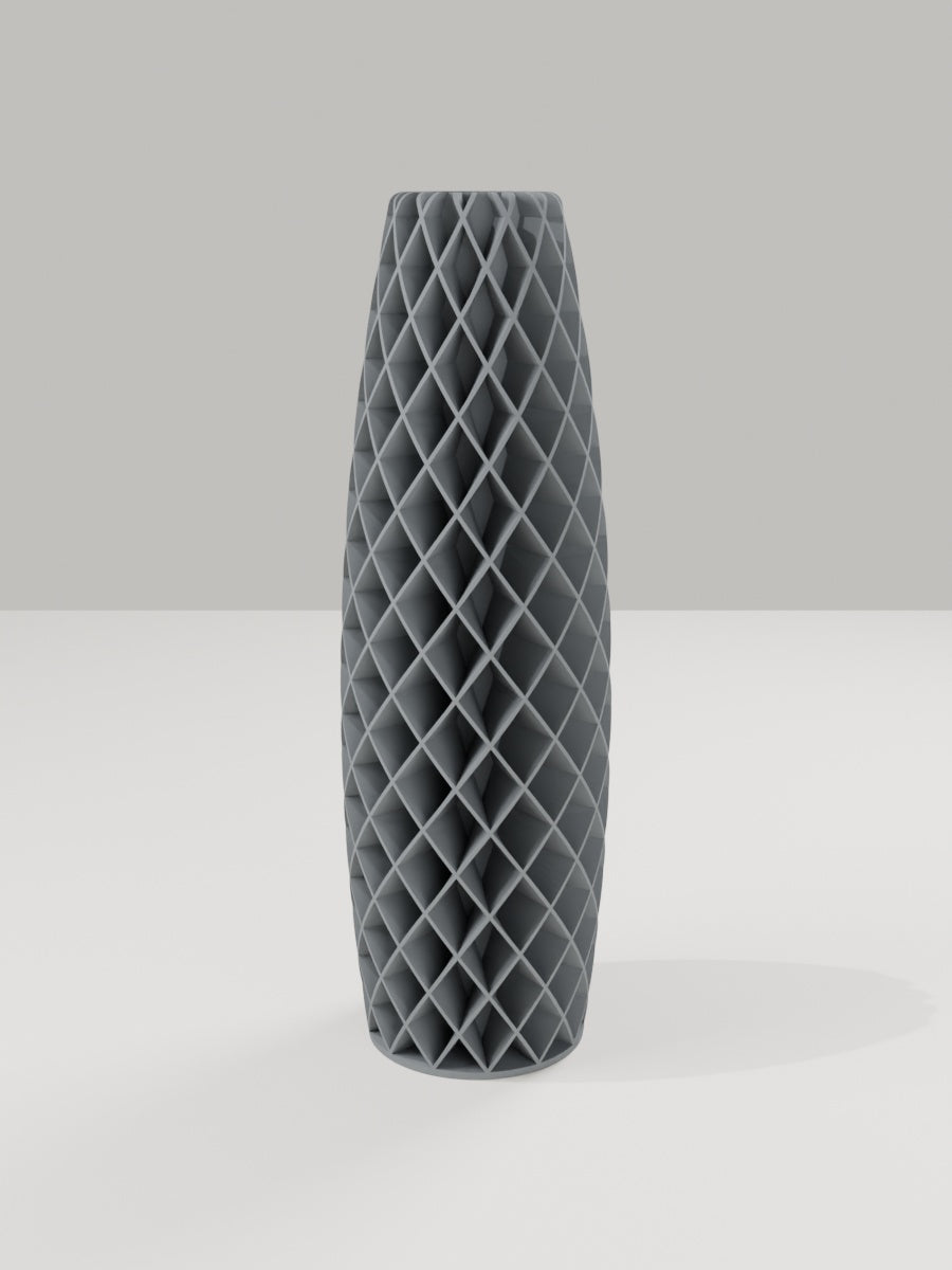 Tower Vase No. 01 in Grau – quelia Dekovase aus dem 3D-Druck