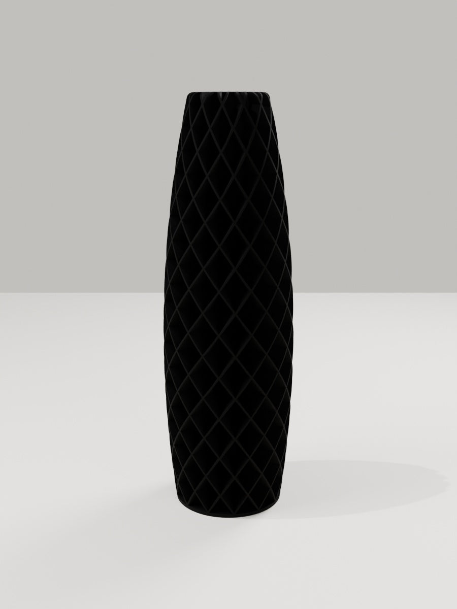 Tower Vase No. 01 in Kohlschwarz – quelia Dekovase aus dem 3D-Druck