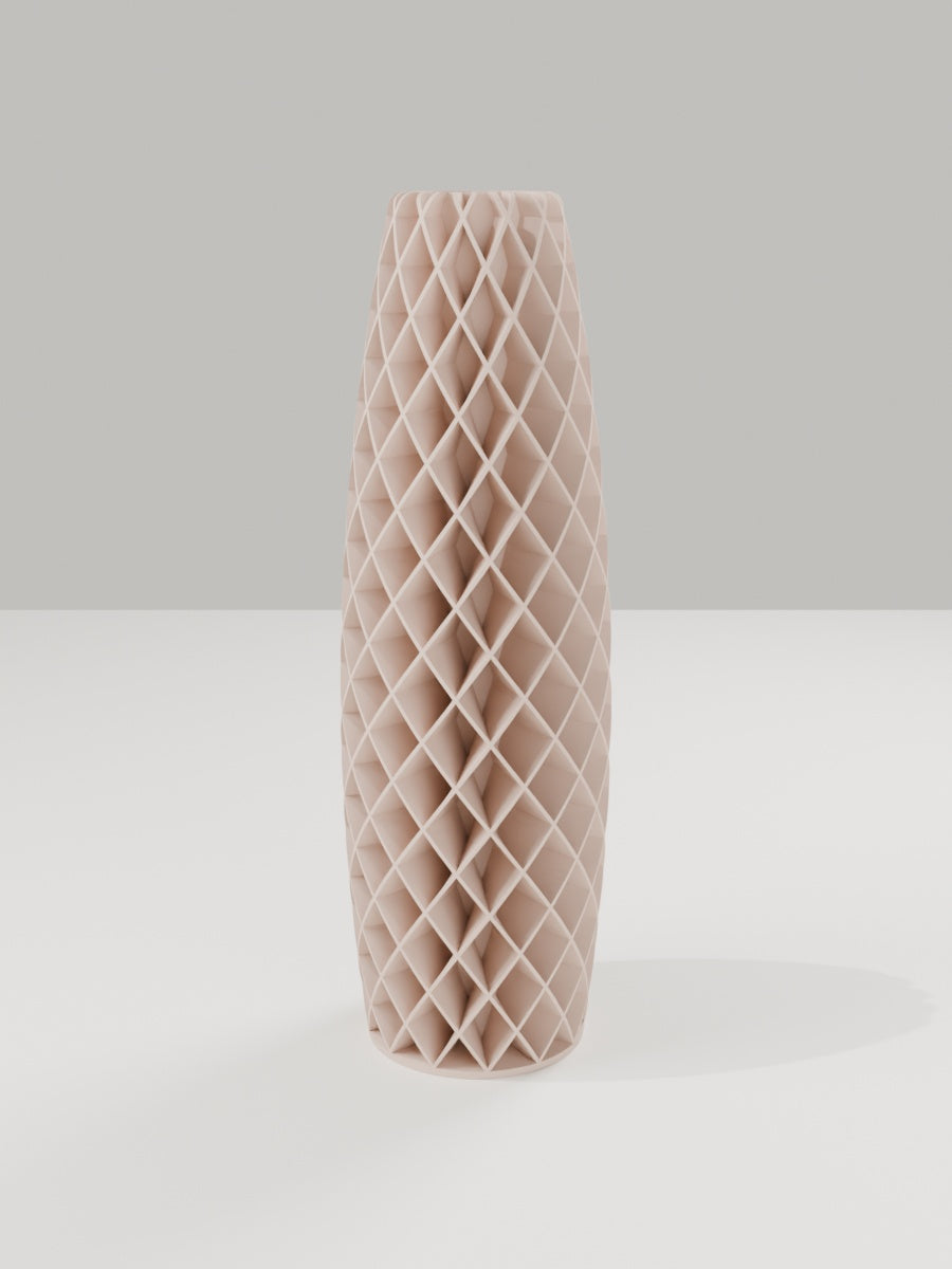 Tower Vase No. 01 in Milchkaffee-Braun – quelia Dekovase aus dem 3D-Druck